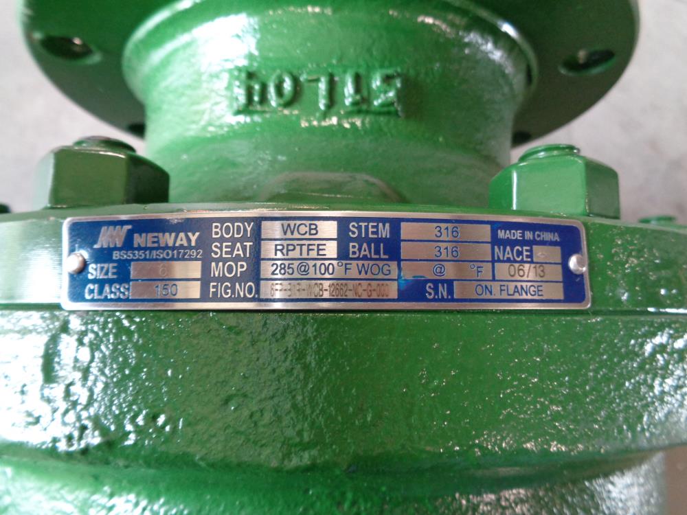 Neway 6" 150# WCB 2-Piece Ball Valve #6FP-B1R-WCB-12662-NC-G-000 w/Gear Operator